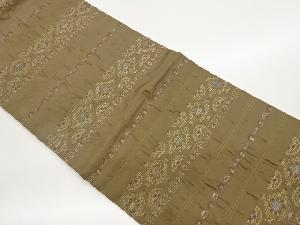 横段に華紋・花々模様織出し名古屋帯